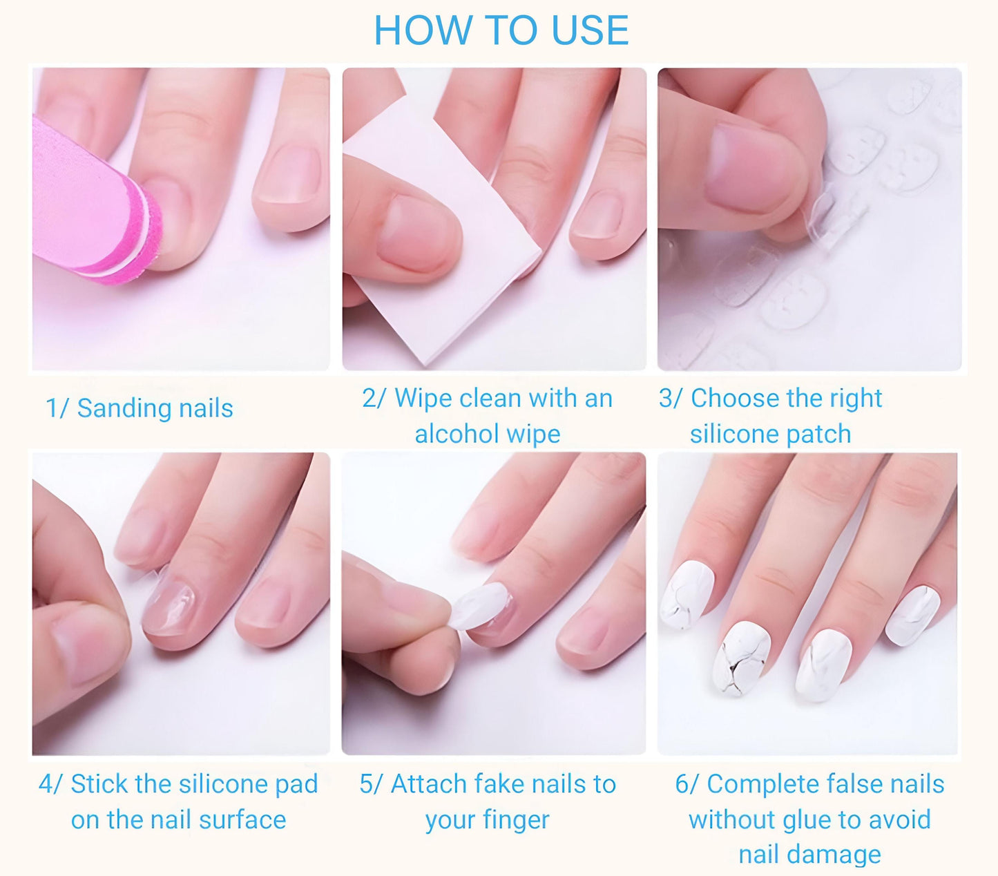 Editorial Face Art Press On Nails | 3d Black Texture Set | Long Square Nails